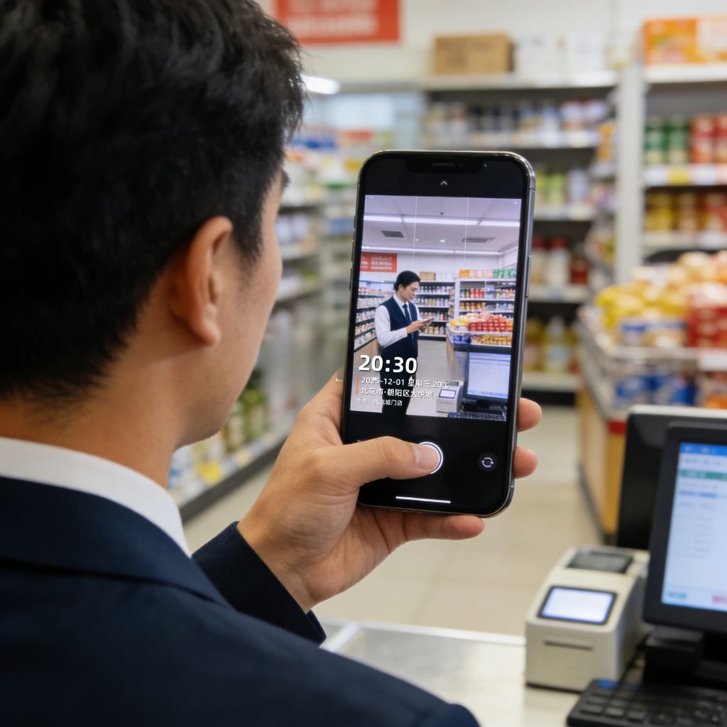 销售外勤使用水印相机拍照打卡，记录客户拜访时间和地点