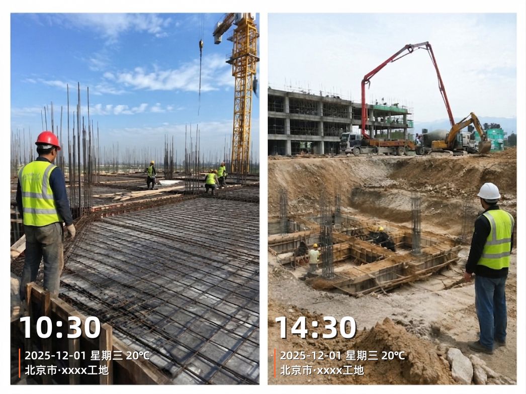 施工现场记录，时间地点水印